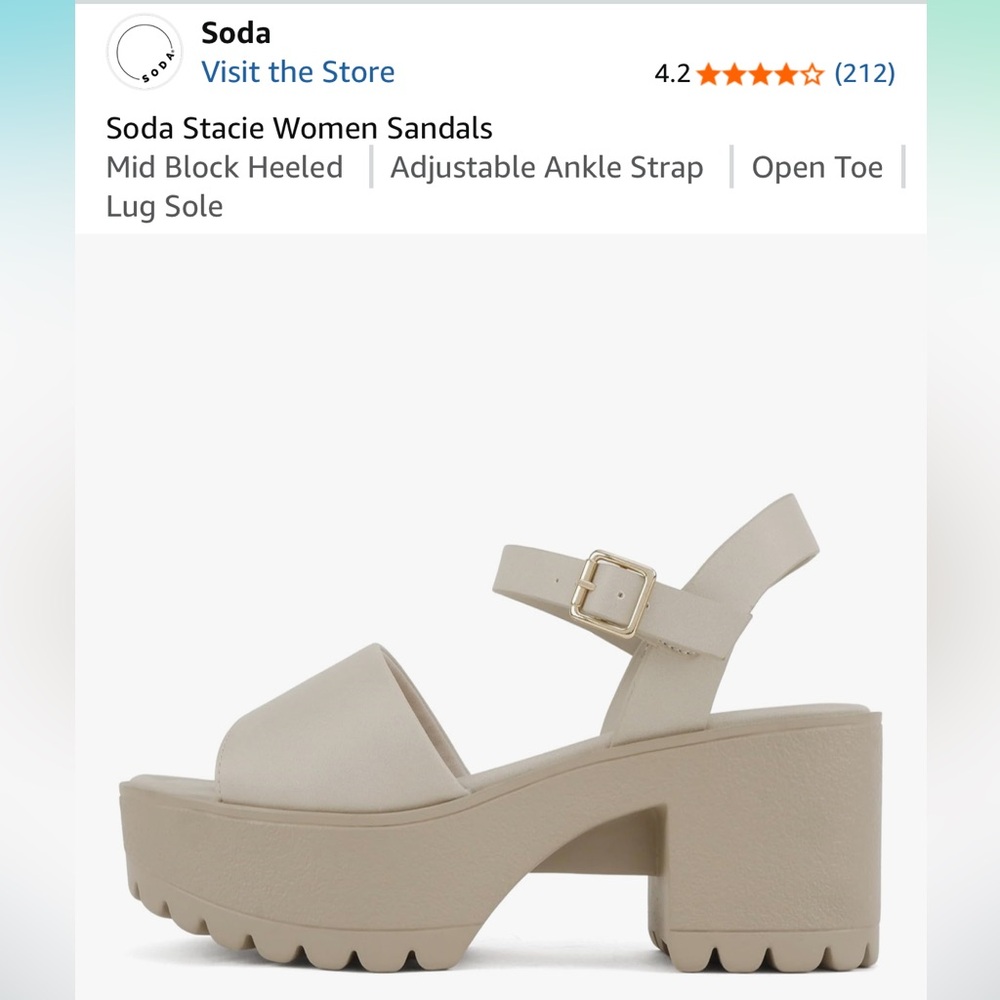 Soda Beige Platform Sandals Size 7